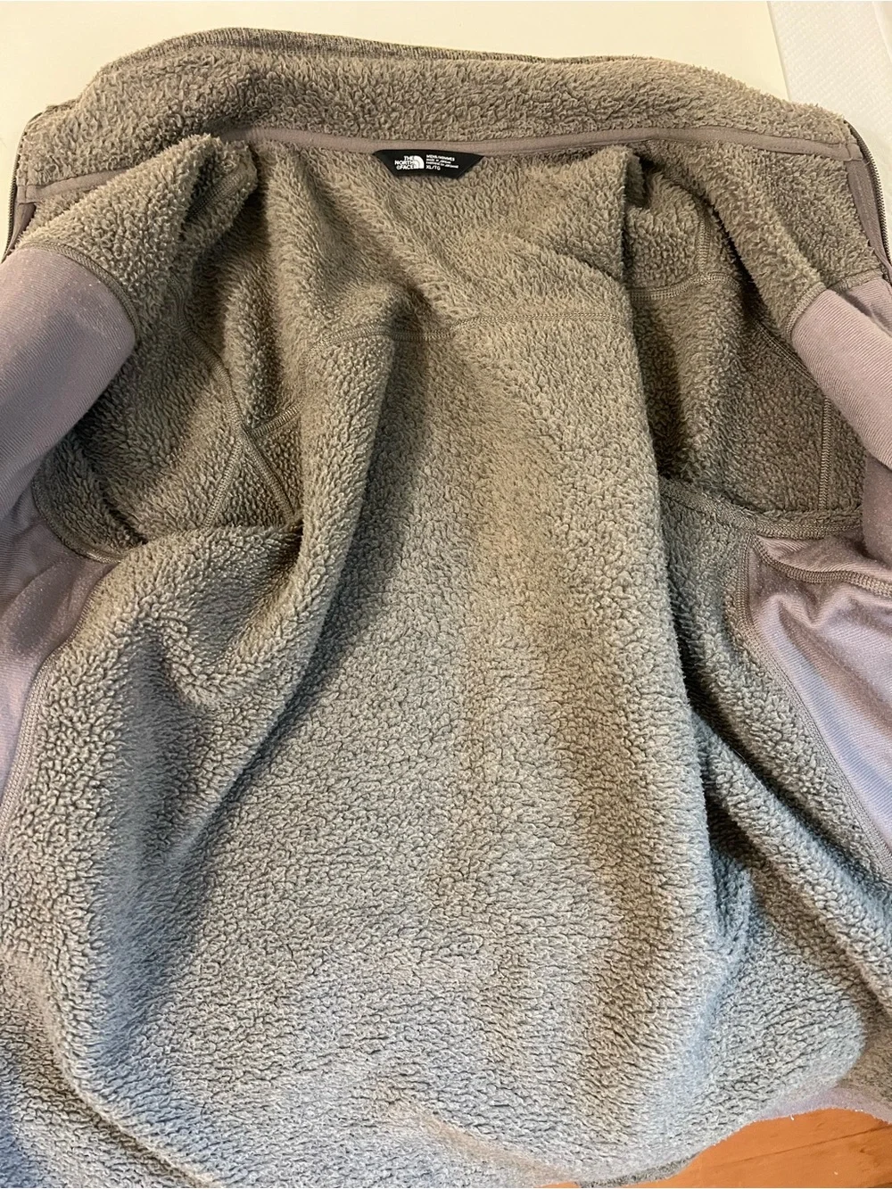 The North Face Men's Heather Olive Gray Full‑Zip Fleece Jacket Size XL